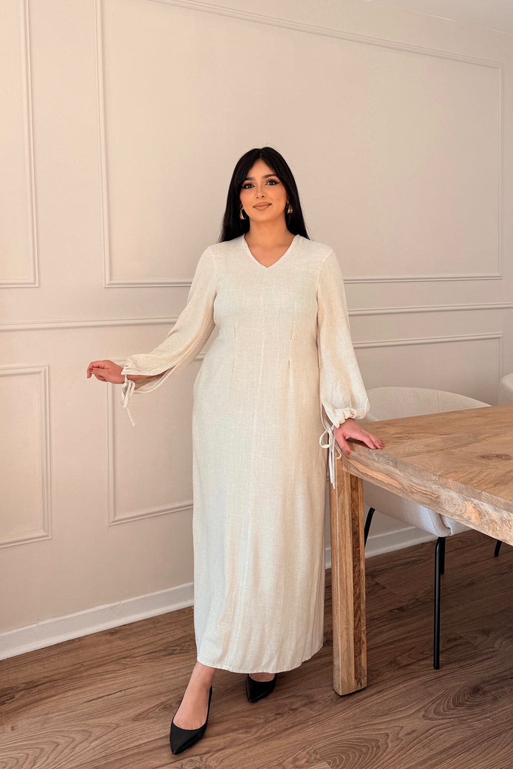 OLIVIA : Robe longue à liens de serrage