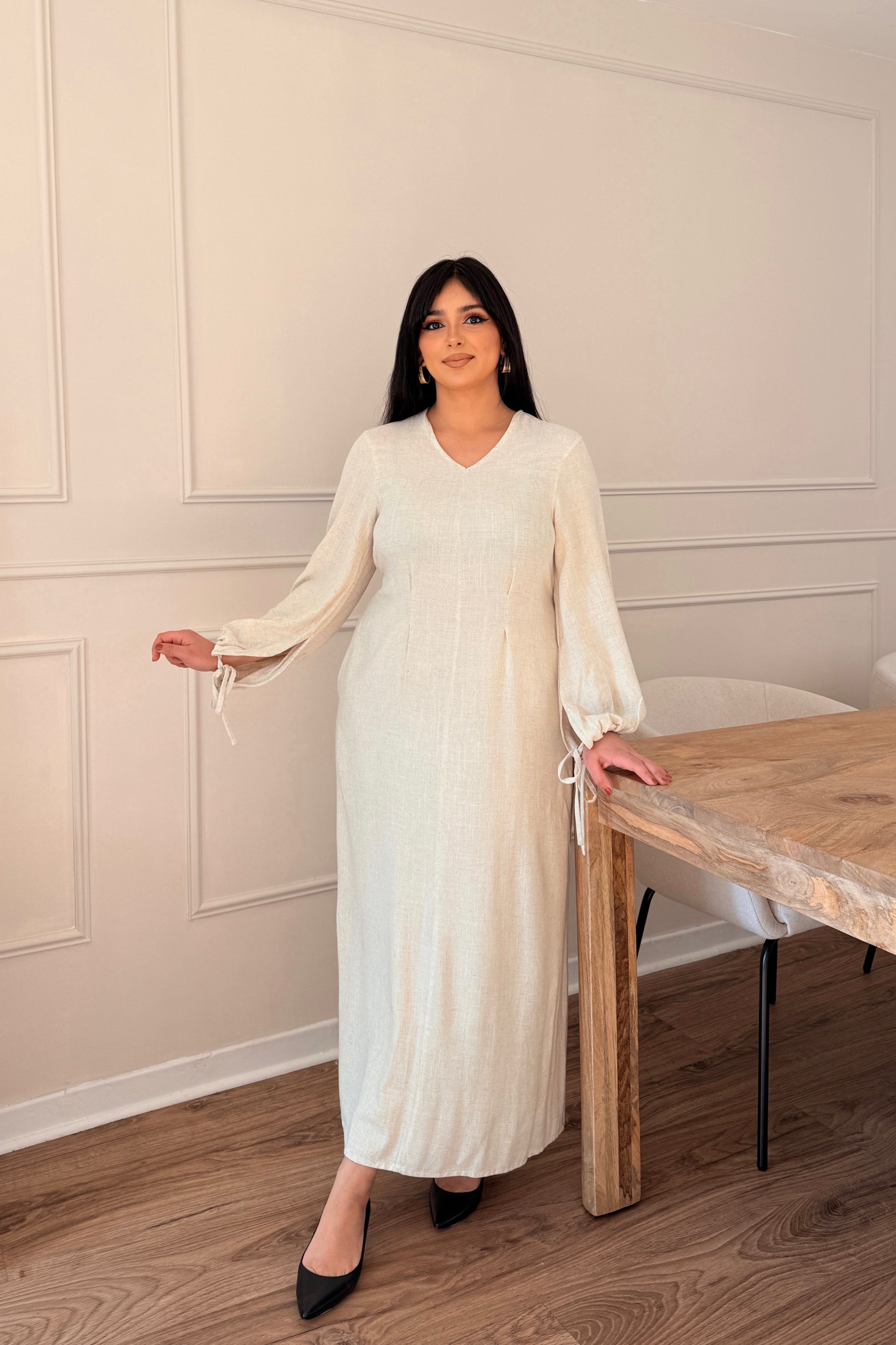 OLIVIA : Robe longue à liens de serrage