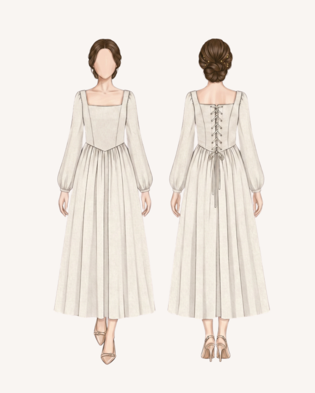 Éloïse : Patron robe à corsage lacé + manches bouffantes