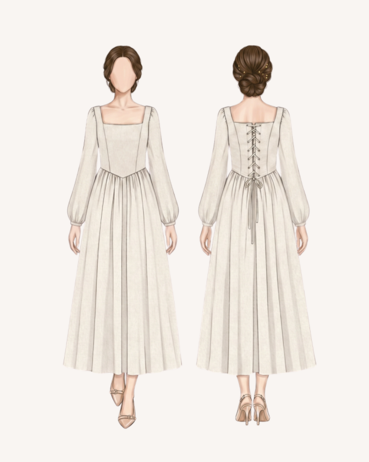 Éloïse : Patron robe à corsage lacé + manches bouffantes