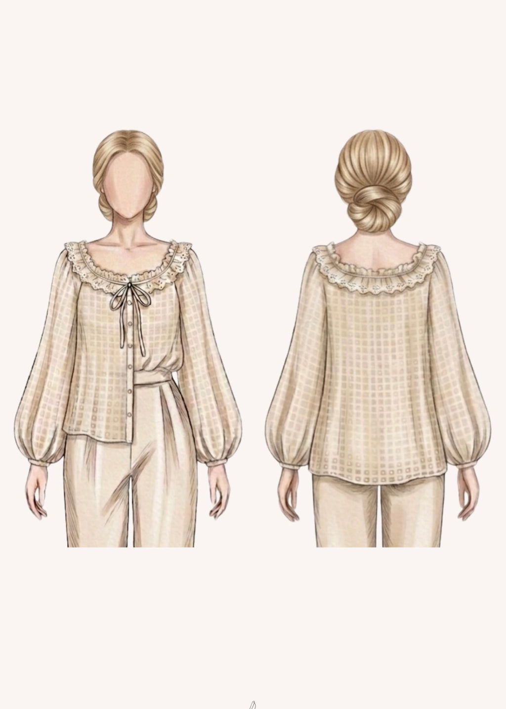 Marguerite : Patron de blouse à manches bouffantes