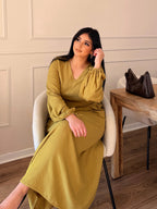 OLIVIA : Robe longue à liens de serrage